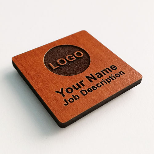 Name badges wooden square